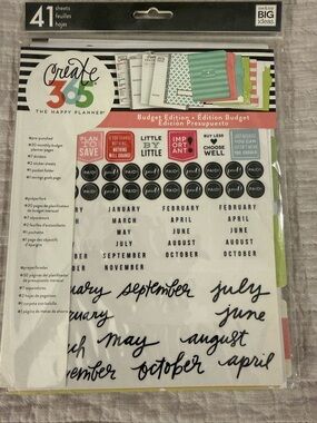 The Happy Planner Budget Sticker Pack - Black, White, Green, Pink